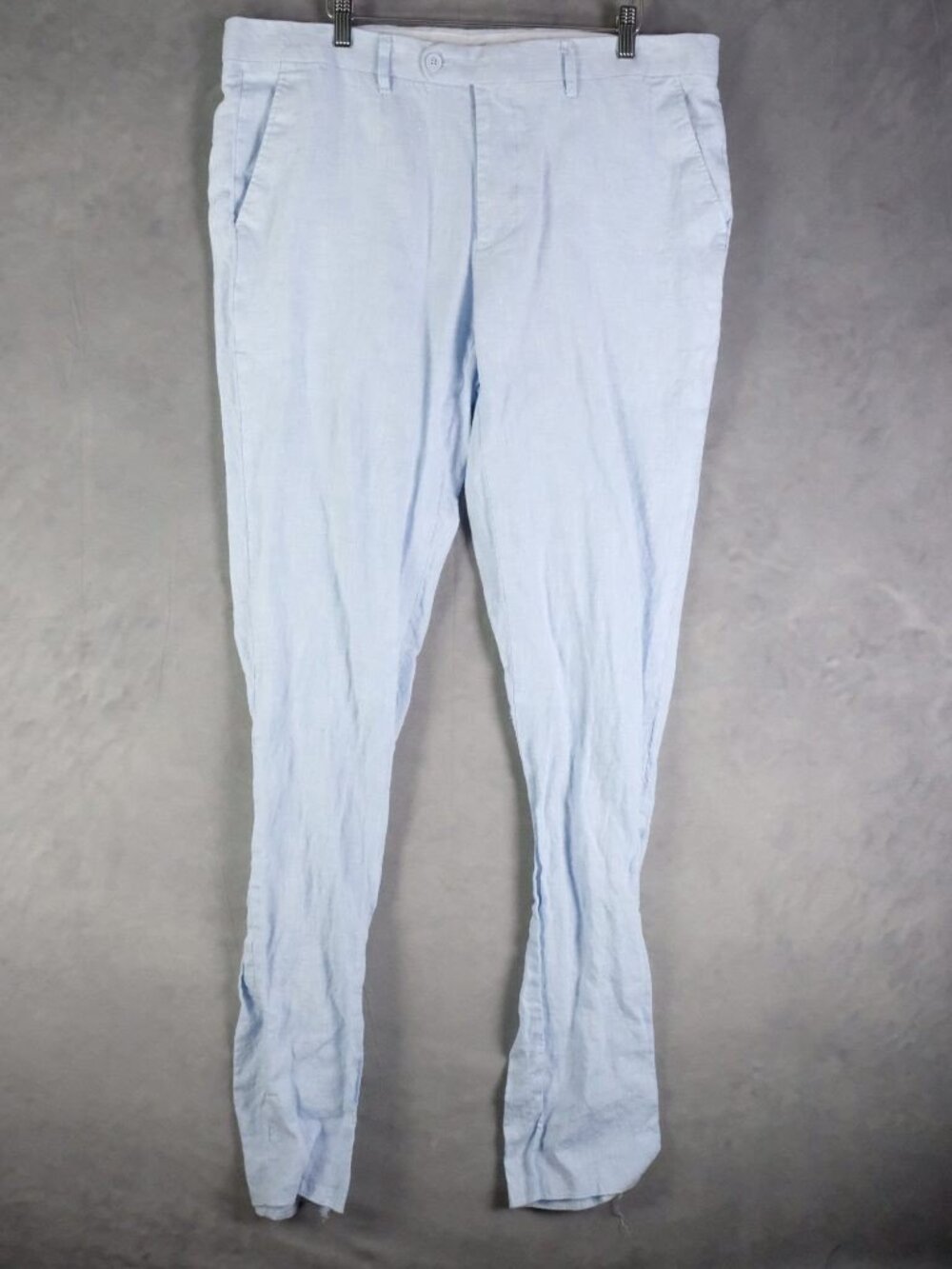 Lief Horsens Pants Mens 38T Light Blue Linen Viscose Chino Casual